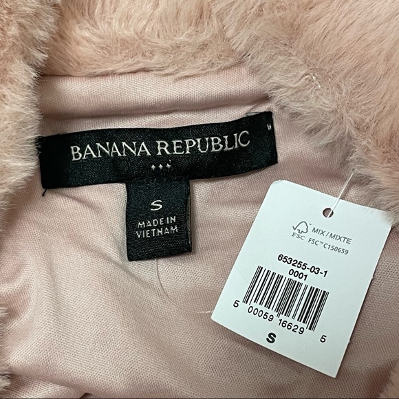 BANANA REPUBLIC Plush Fuzzy Pink Pocket Sweater Sz S - Picture 6 of 6